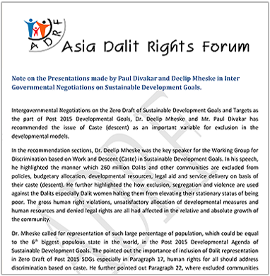 Note on IGN SDG (Presentations Paul Divakar and Deelip Mheske)